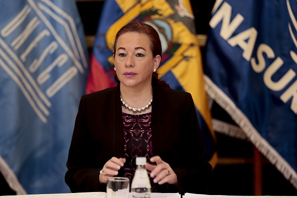 Ecuador's Foreign Minister Maria Fernanda Espinosa at a news conference in Quito June 26, 2017.