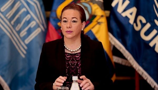 Ecuador's Foreign Minister Maria Fernanda Espinosa at a news conference in Quito June 26, 2017.
