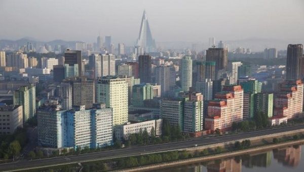 The Pyongyang skyline.