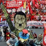 Protesters display an effigy of President Rodrigo Duterte during a march towards the Philippine Congress ahead of Duterte's State of the Nation address in Quezon city, Metro Manila Philippines July 24, 2017.