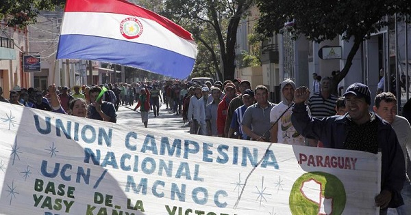 Campesinos marched in the captial of Paraguay to demand greater government support, July 25, 2017.