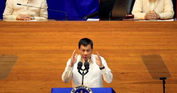 Philippine President Rodrigo Duterte delivers a speech at a Joint Session of Congress in Quezon City, Philippines, July 24, 2017.
