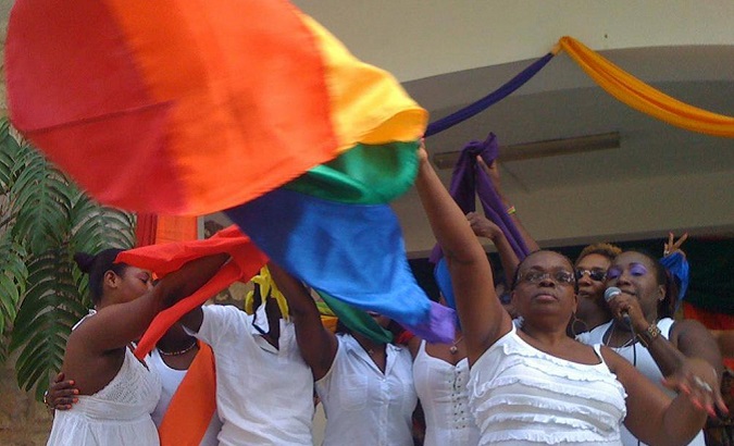 Women demonstrate for LGBTI rights.