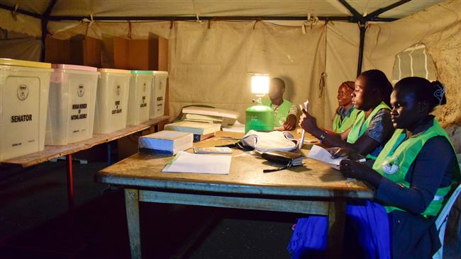 Election workers ready at a polling station in Kenya.