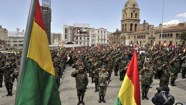 Members of Bolivia's Armed Forces in La Paz.