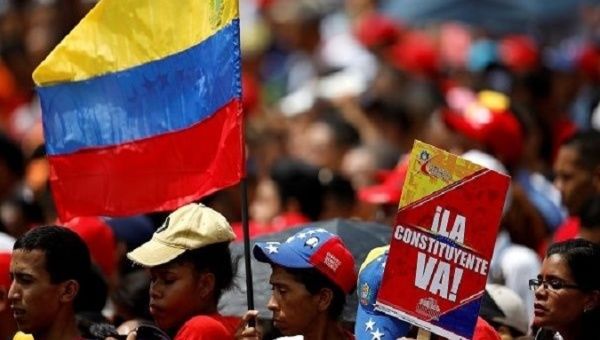 Government supporters attend the closing campaign ceremony for the Constituent Assembly election in Caracas, Venezuela, July 27, 2017.