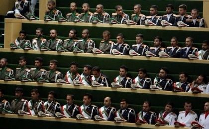Members of Iran's armed forces attend President Hassan Rouhani's swearing-in ceremony.