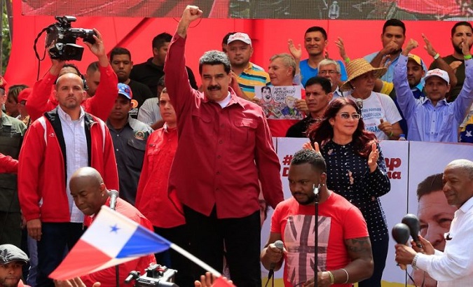 Maduro addressed the multitude of people on the streets of Caracas at the Anti-Imperialist March against President Donald Trump's military threats.