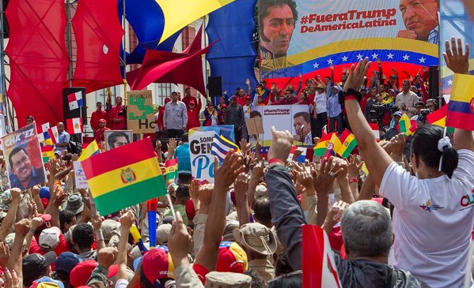 Thousands have come out in support of Venezuela after President Trump threatened military action.