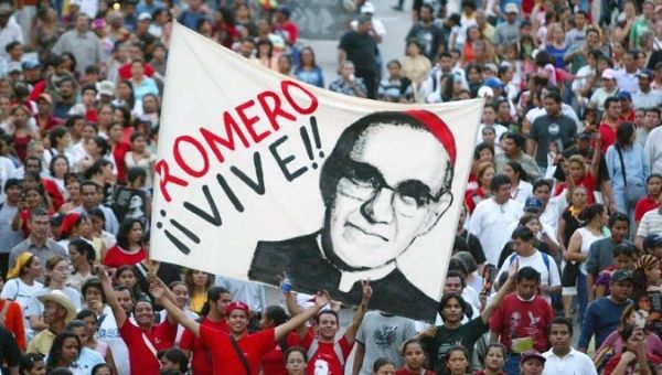 Supporters of slain Archbishop Oscar Romero in San Salvador.