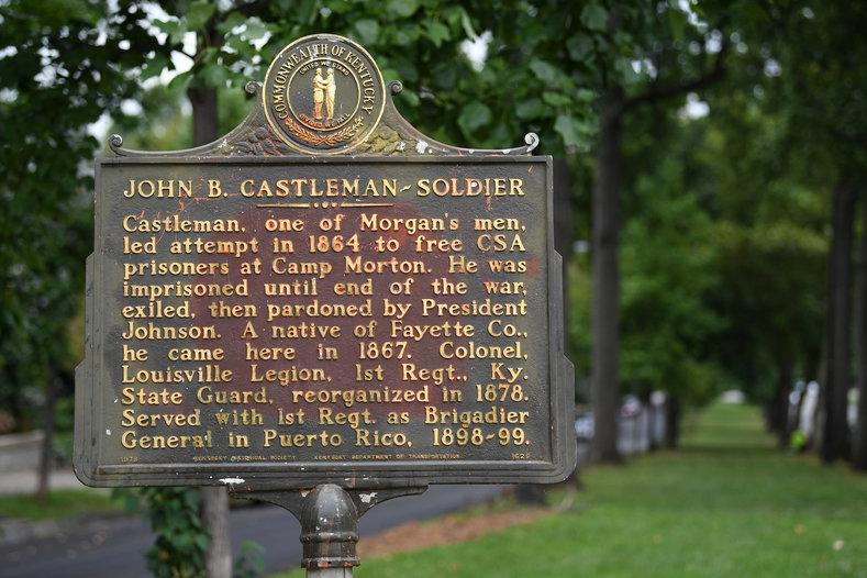 A plaque dedicated to Confederate soldier John B. Castleman was vandalized by activists.