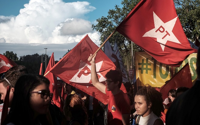 Supporters of Brazil's Worker's Party at a rally.