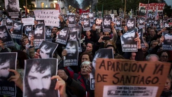 Thousands gathered to demand the return of activist Santiago Maldonado.