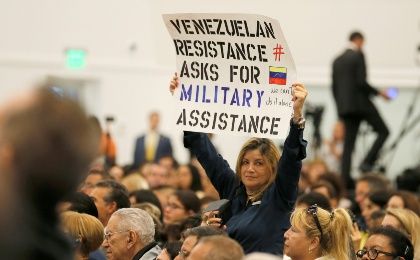 Venezuelan oppositionist calls for military intervention at meeting with U.S. Vice President Pence.