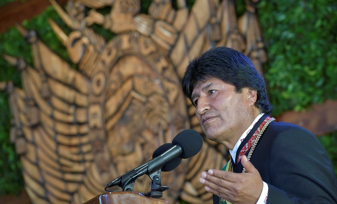 President Evo Morales speaks during a ceremony in Cobija, Pando, Bolivia, August 6, 2017.