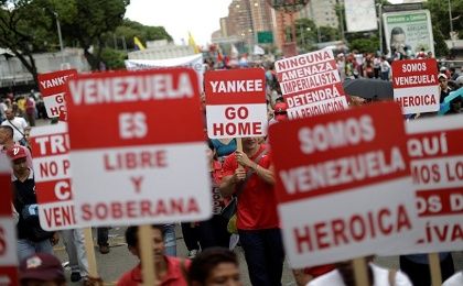 Venezuelans come out against U.S. intervention in their country.