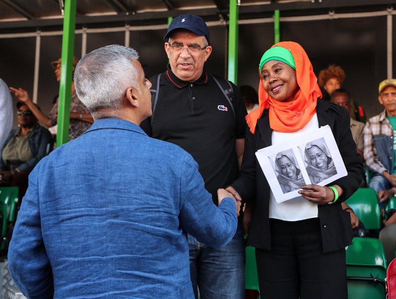 London Mayor Sadiq Khan meets with the family members of the victims of the Grenfell Tower fire at the Notting Hill Carnival route.