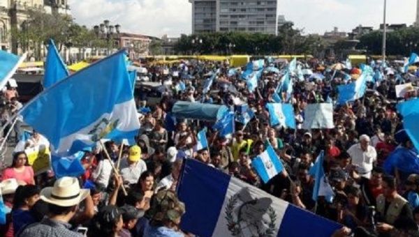 Protesters called for President Jimmy Morales to resign.