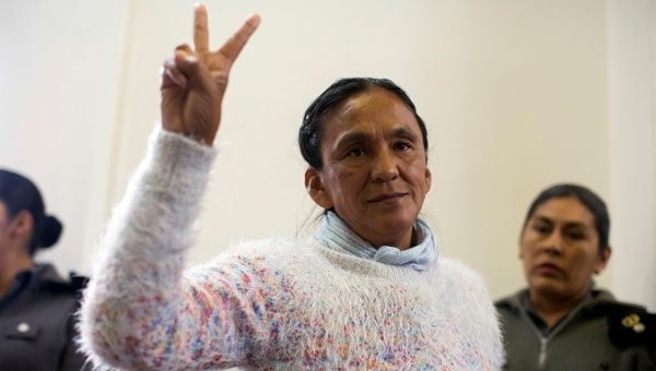 Milagro Sala as she was released into house arrest on August 31.