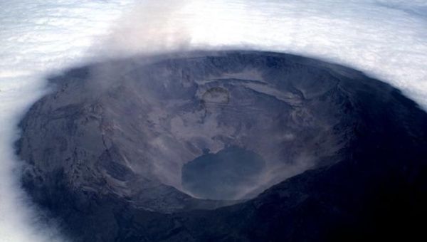 The mouth of the Fernandina volcano.
