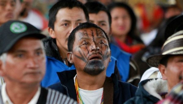 Members of the Indigenous community of Colombia attend their National Congress