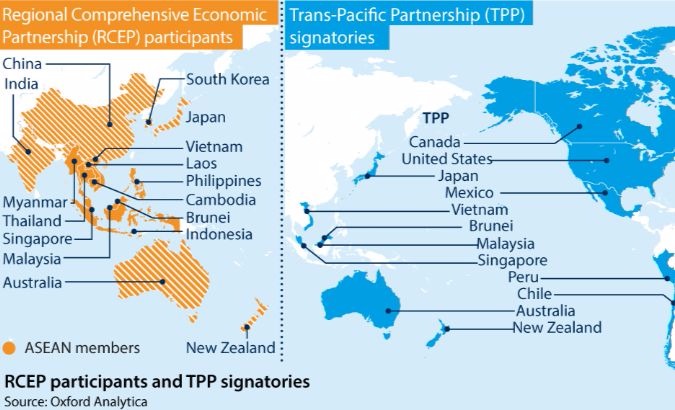 The RCEP is considered a formidable alternative to the Trans-Pacific Partnership.