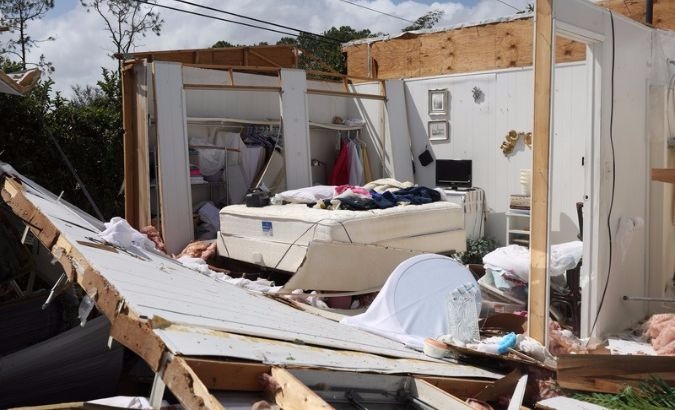 A destroyed bedroom in a mobile house in Naples, Florida.
