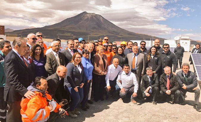 Chilean President Michelle Bachelet during the inauguration of the geothermal plant.