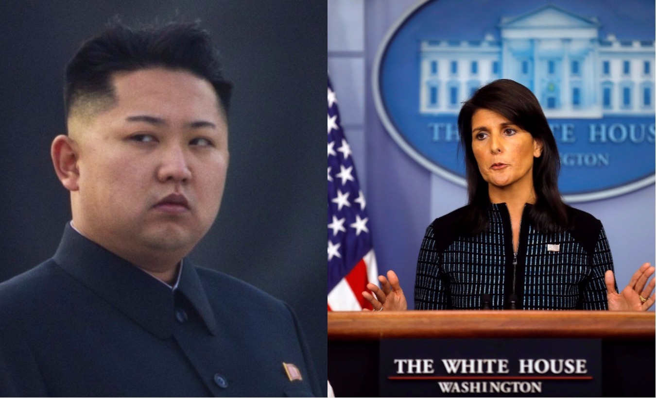 North Korean leader Kim Jong-Un (L) and U.S. Ambassador to the U.N. Nikki Haley (R).