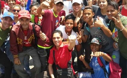 Supporters of the Venezuelan government march against U.S. intervention.