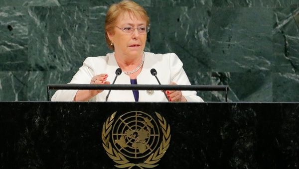 Chilean President Michelle Bachelet addresses the 72nd United Nations General Assembly at U.N. headquarters in New York, U.S., Sept. 20, 2017.
