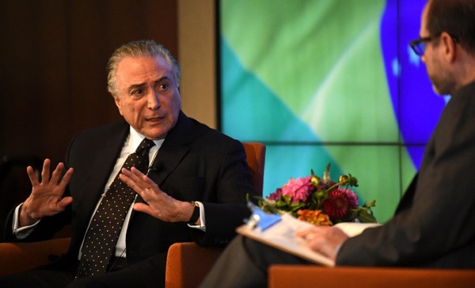 Brazilian President Michel Temer during an interview in New York.