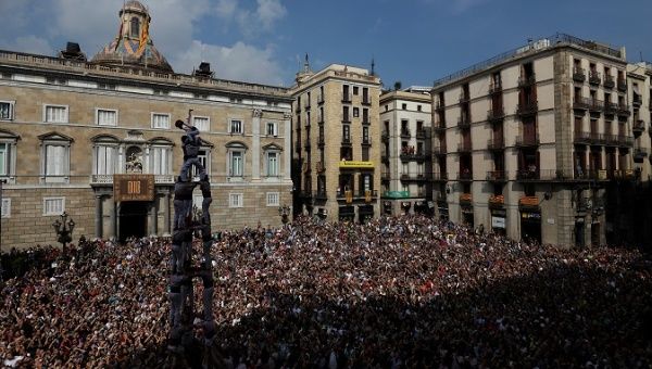 Thousands protest in support of Catalan independence.