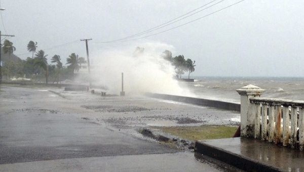 Cyclone Evan hits Leuvka on Fiji's coast December 17, 2012