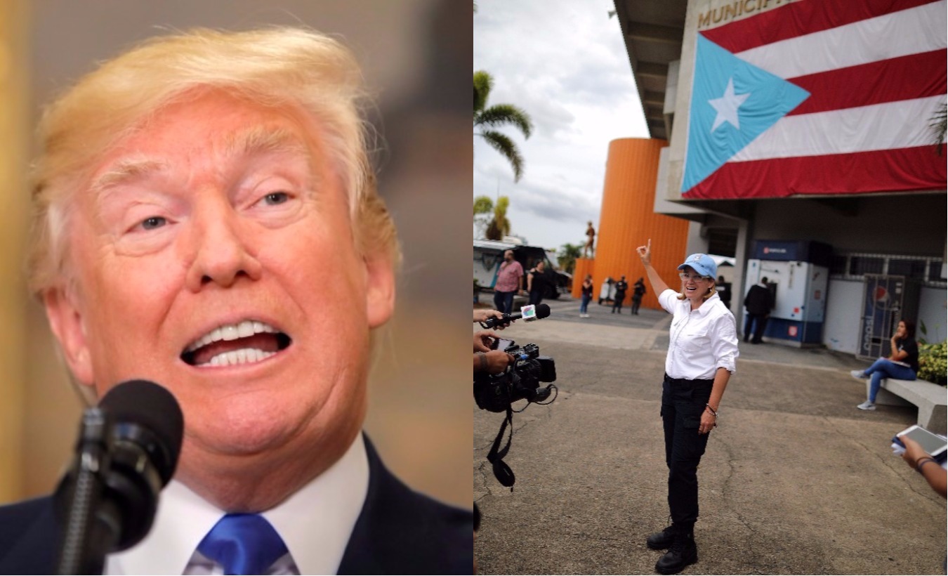 U.S. President Donald Trump (L) and San Juan Mayor Yulin Cruz (R).