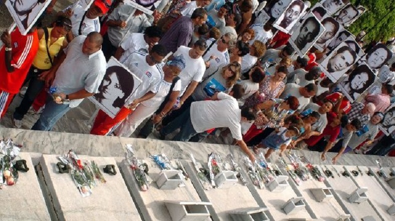 Relatives of the victims of the terrorist act against Cubana de Aviacion meet every year to demand justice at Colon Cemetery in Havana, Cuba