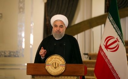 The Iranian President Hassan Rouhani delivers a televised address in Tehran, Iran, October 13, 2017.