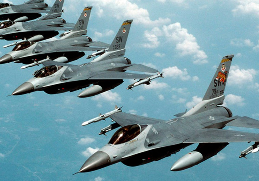 US-made F-16 fighter jets in actions.