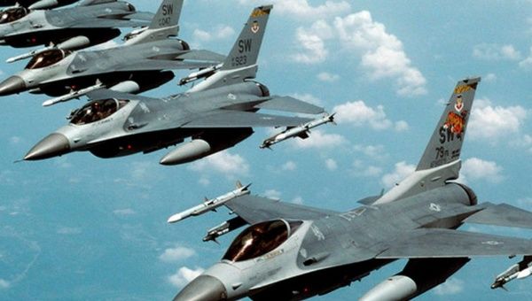 US-made F-16 fighter jets in actions. 