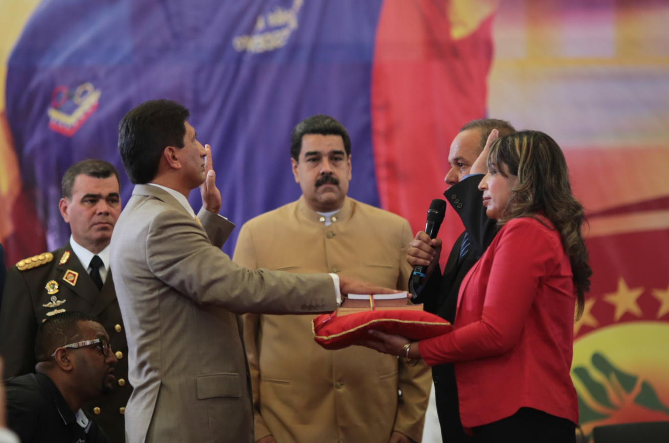 The Venezuelan President Nicolas Maduro at a ceremony for the new governor of Barinas state, Argenis Chavez, October 20, 2017.