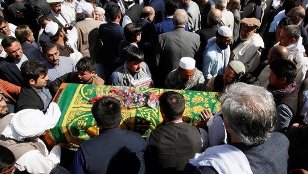 Mourners attend the funeral of the one of the victims of this weeks attacks, Kabul, Afghanistan, October 18, 2017