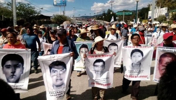A march of relatives of people disappeared in Mexico demanding justice.