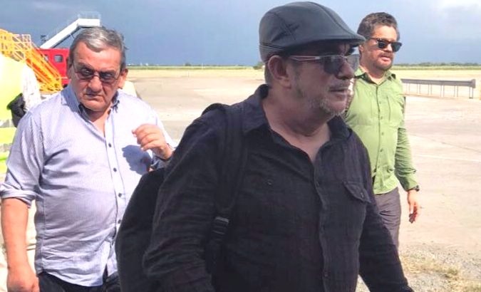 Representatives of Alternative Revolutionary Force Commons (formerly FARC) arrive in Ecuador.