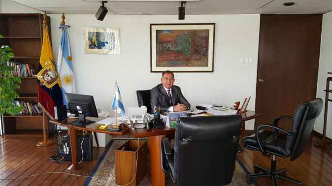 Luis Alfredo Juez in his office in Ecuador.