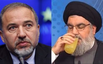 Israeli Defense Minister Avigdor Lieberman (L) and Hezbollah Secretary-General Hassan Nasrallah (R).