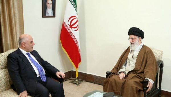 Iraqi Prime Minister Haider al-Abadi (L) meets with Iran's Supreme Leader Ayatollah Seyyed Al Khamenei (R).
