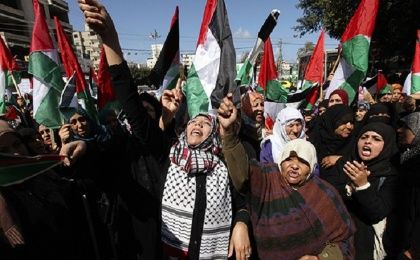 Palestinians protests Israeli occupation.
