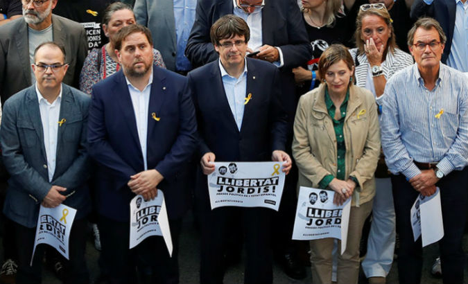 Catalan President Carles Puigdemont and other regional government members.