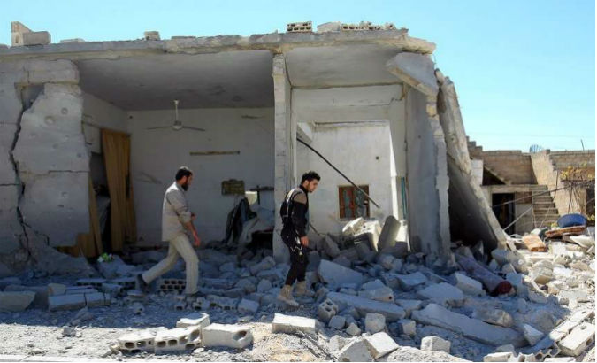 Damage caused by attack in Khan Sheikhoun in Syria's Idlib province.