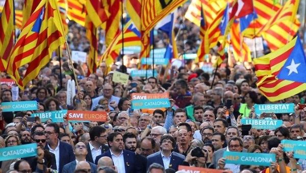 Protests sparked in October after the Spanish government cracked down on Catalonia's secessionist movement.
